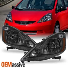 For 2009-2014 Honda Fit Halogen Type Headlights Iron Grey Driver - Passenger