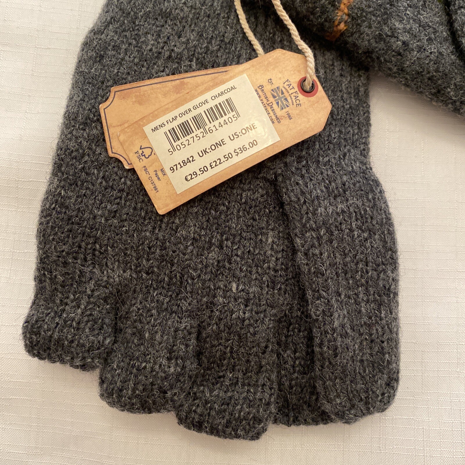 Fat Face Mens Flap Over Gloves New One Size Charcoal eBay