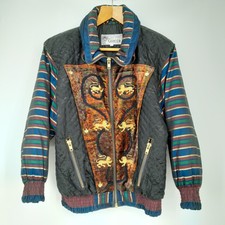 Vtg Rare Giacca Unisex Statement Puffer Quilted Jacket Oversized Carpet S-l