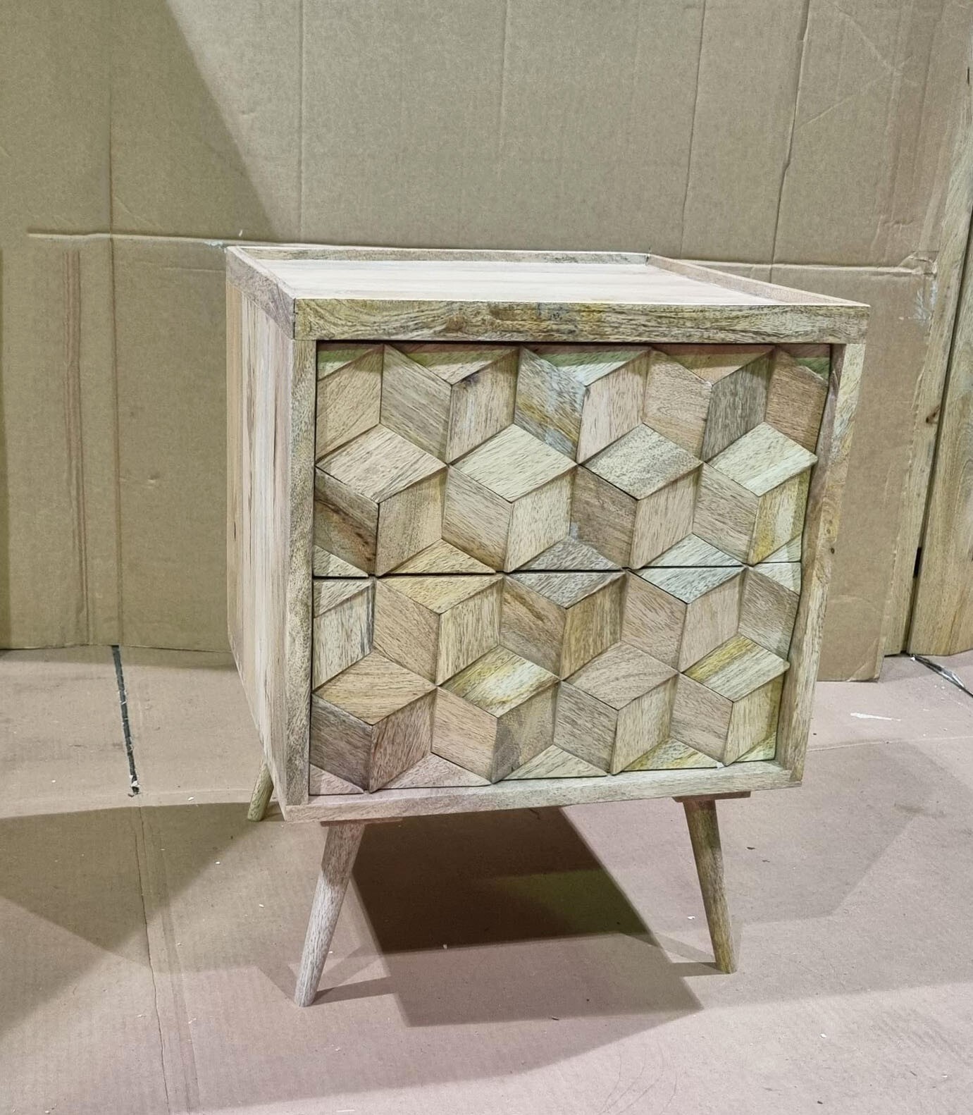 Swoon Terning 2 Drawer Bedside Table in Natural Mango Wood eBay