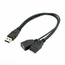 CY USB3.0 Y Male to Dual USB Female Extra Power Data Extension Cable 5Gbps Cable