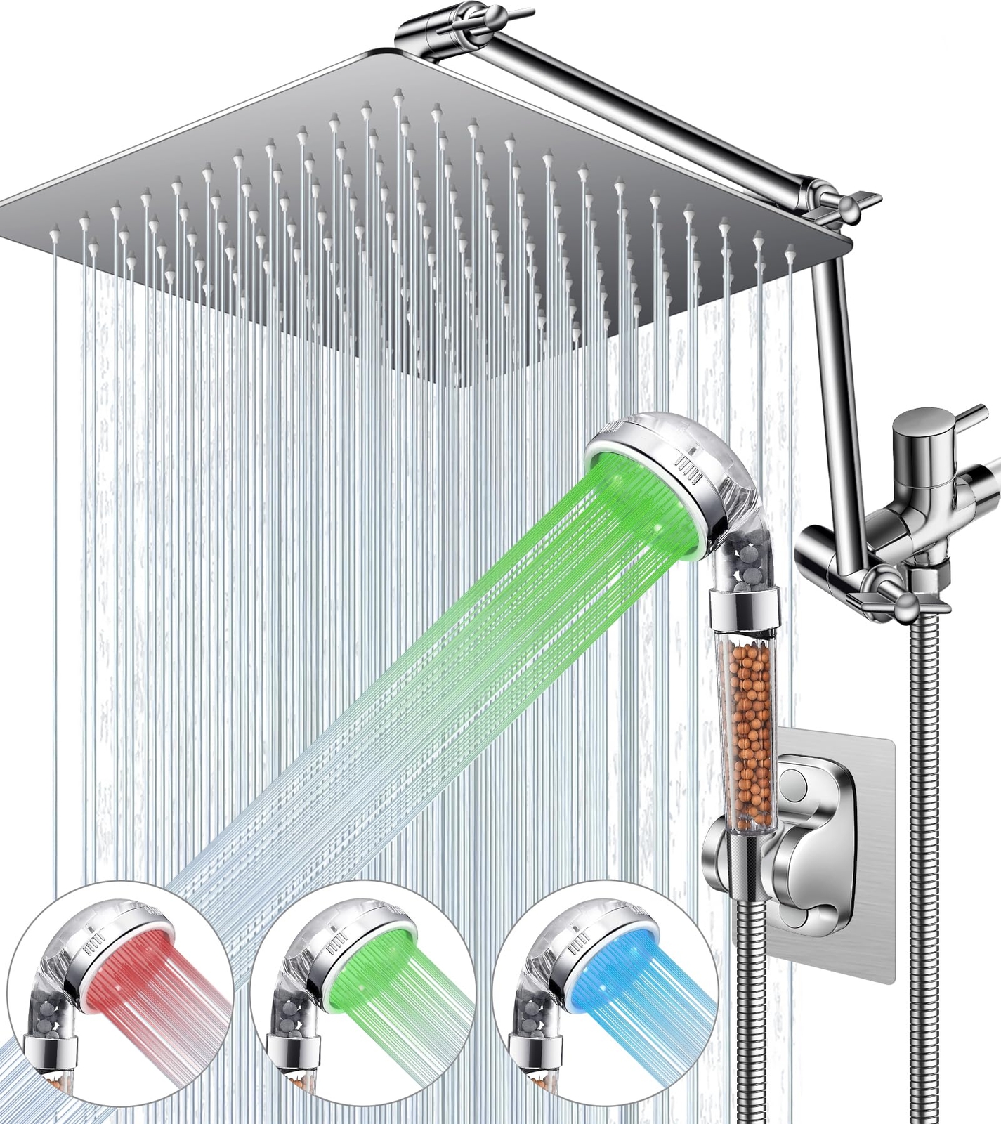 Filtered Shower Head with Handheld,10'' High Pressure Rain Shower Head with 1...