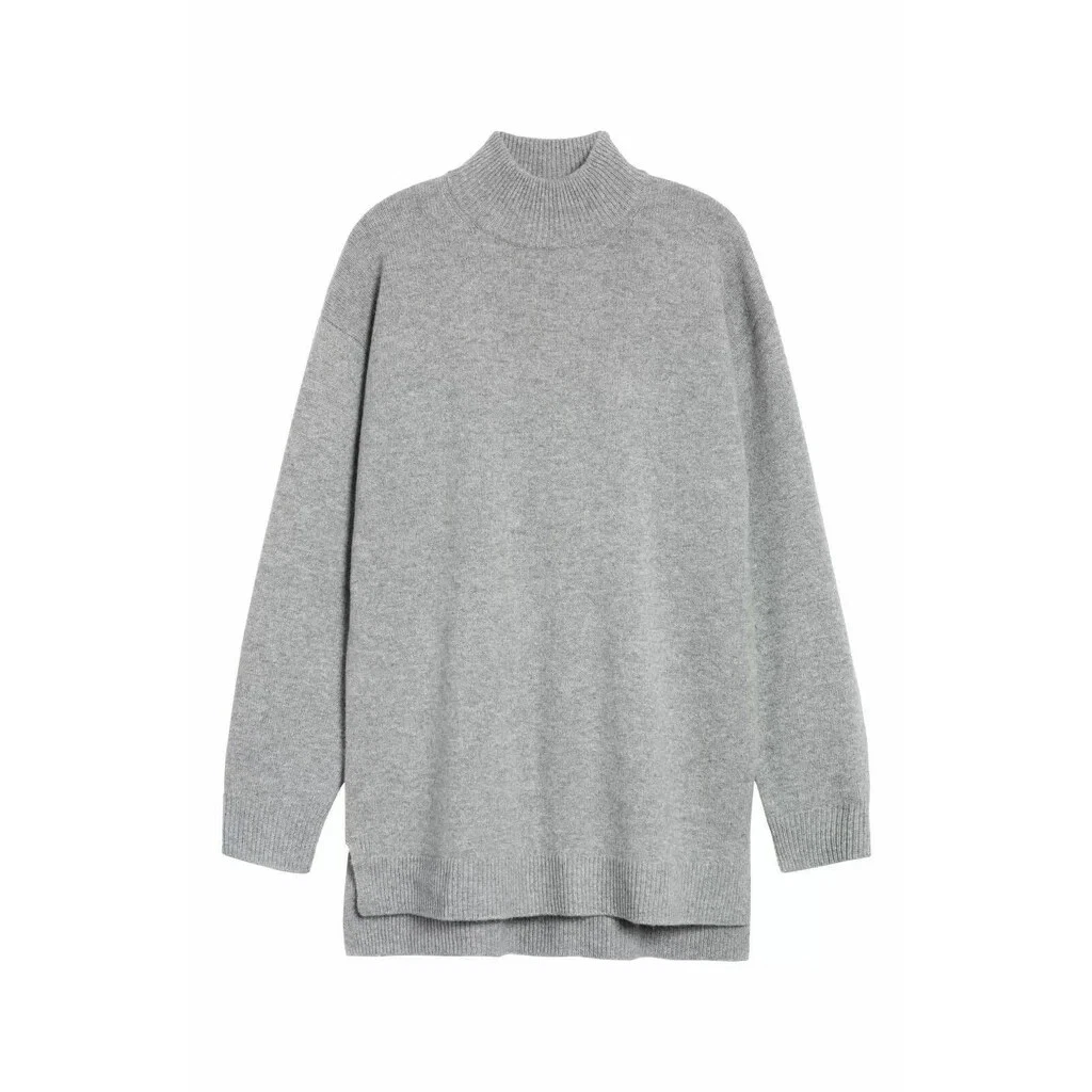 HALOGEN Nordstrom Grey Heather Wool Cashmere Turtleneck Sweater