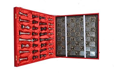 The Exquisite Carved Brass Metal Chess Set, Solid Metal Combo Chess Pieces  & Me