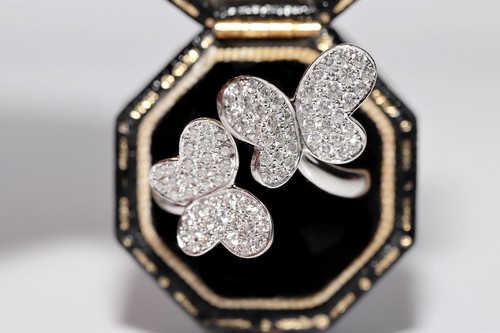 18k Gold Natural Diamond Decorated Butterfly design Strong Ring