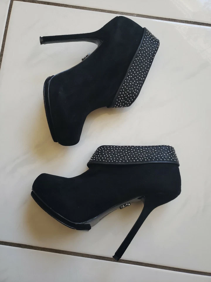 Rock Republic Suede Leather Angie Studded Stiletto Booties Heels Size 36.5 - 6.5 - Image 2 of 4