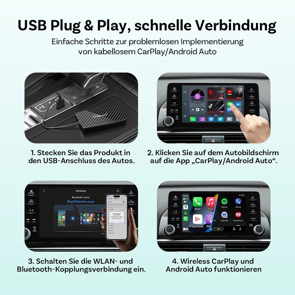 OTTOCAST AiBox Wireless CarPlay Android Auto Adapter WIFI 5APP w/YouTube+TK+IPTV - Bild 4 von 4