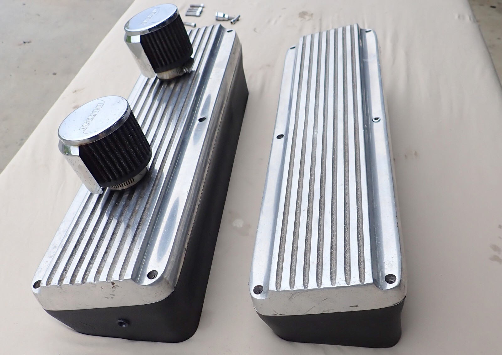 Vintage SBC 2 Piece Wide Valve Covers Moroso Induction Engineering Larson SWEET! eBay