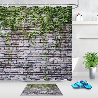 72 Bathroom Decor Old Brick Wall With Green Ivy Shower Curtain Liner 12 Hooks - Old Brick Wall Decor 72 Bathroom Decor Old Brick Wall With Green Ivy Shower Curtain Liner 12 Hooks - Old Brick Wall Decor