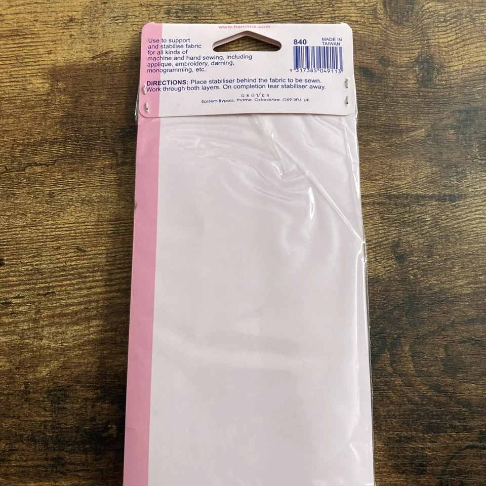 Hemline Clothing Sew In Fabric Stabiliser Sheet 100cm Tear Away Removeable 1m - Image 4 of 4