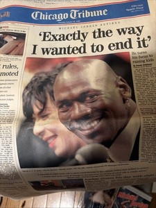 1/14/1999 Michael Jordan Retirement Chicago Tribune Newspaper.