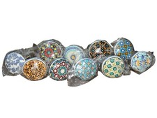 Multicolor Vintage Ceramic Knobs for Kitchen Cabinet Drawer Pulls Set of 10