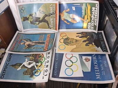 Vtg 1972 Olympic Games Prints Set of 6 2 Sided Placemat/Poster 11x17 BC Comics