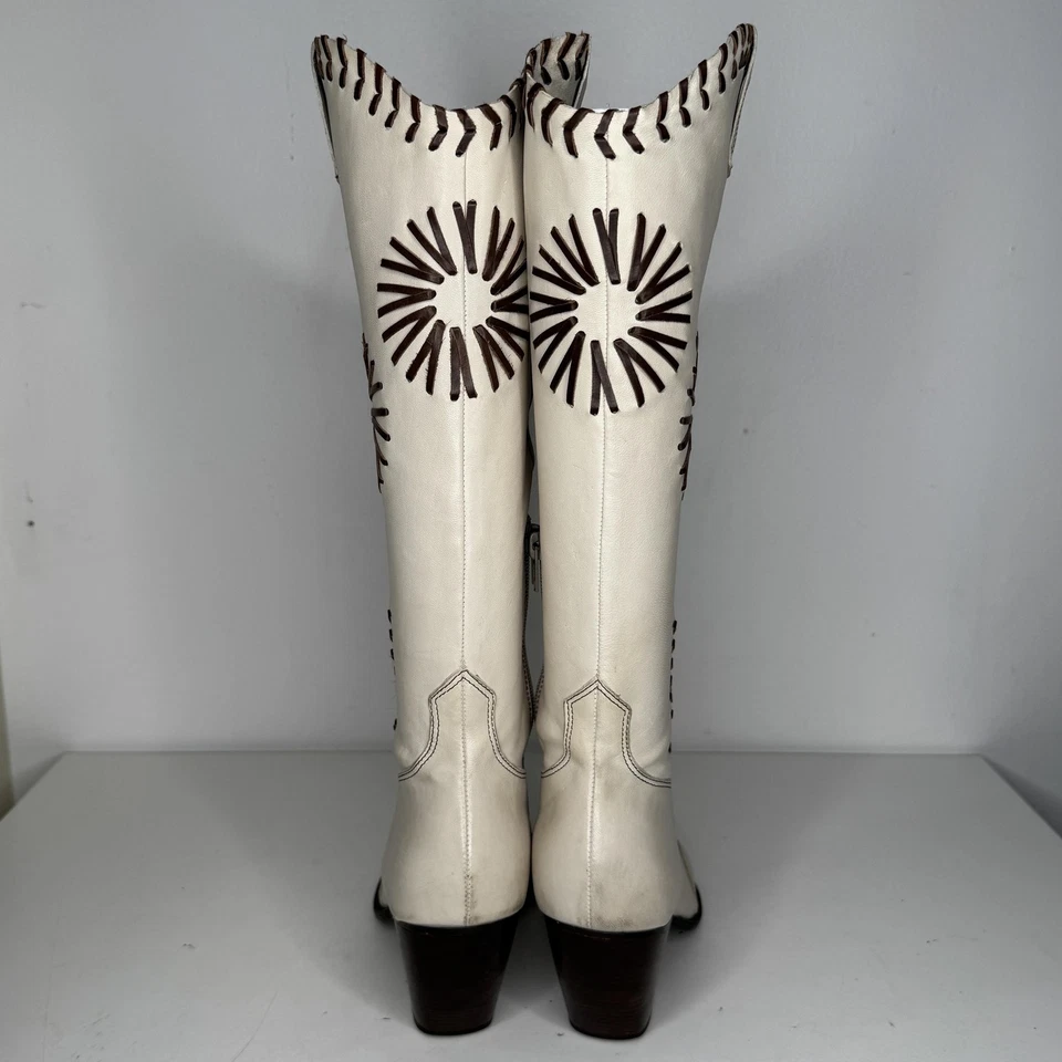 BCBGirls Botas Mujer Talla 8.5 Blanco Vaquero Hasta la Rodilla Punta Punta Cremallera Lateral Alta Foto 3 de 4