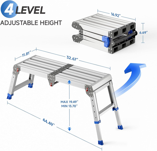 Klappbare Arbeitsbühne für Erwachsene, Aluminium klappbarer Tritthocker höhenverstellbar - Bild 4 von 15