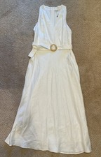 MANGO MNG $140 WHITE BELTED LINEN DRESS US SIZE 8 NWT