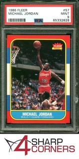 1986 FLEER #57 MICHAEL JORDAN RC BULLS HOF 4SC ELITE PSA 9