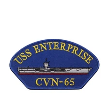 US Navy USS Enterprise CVN-65 Aircraft Embroidered Iron On Hat Patch - USN 73-J