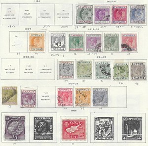 21 Cyprus Stamps from Quality Old Antique Album 1903-1928