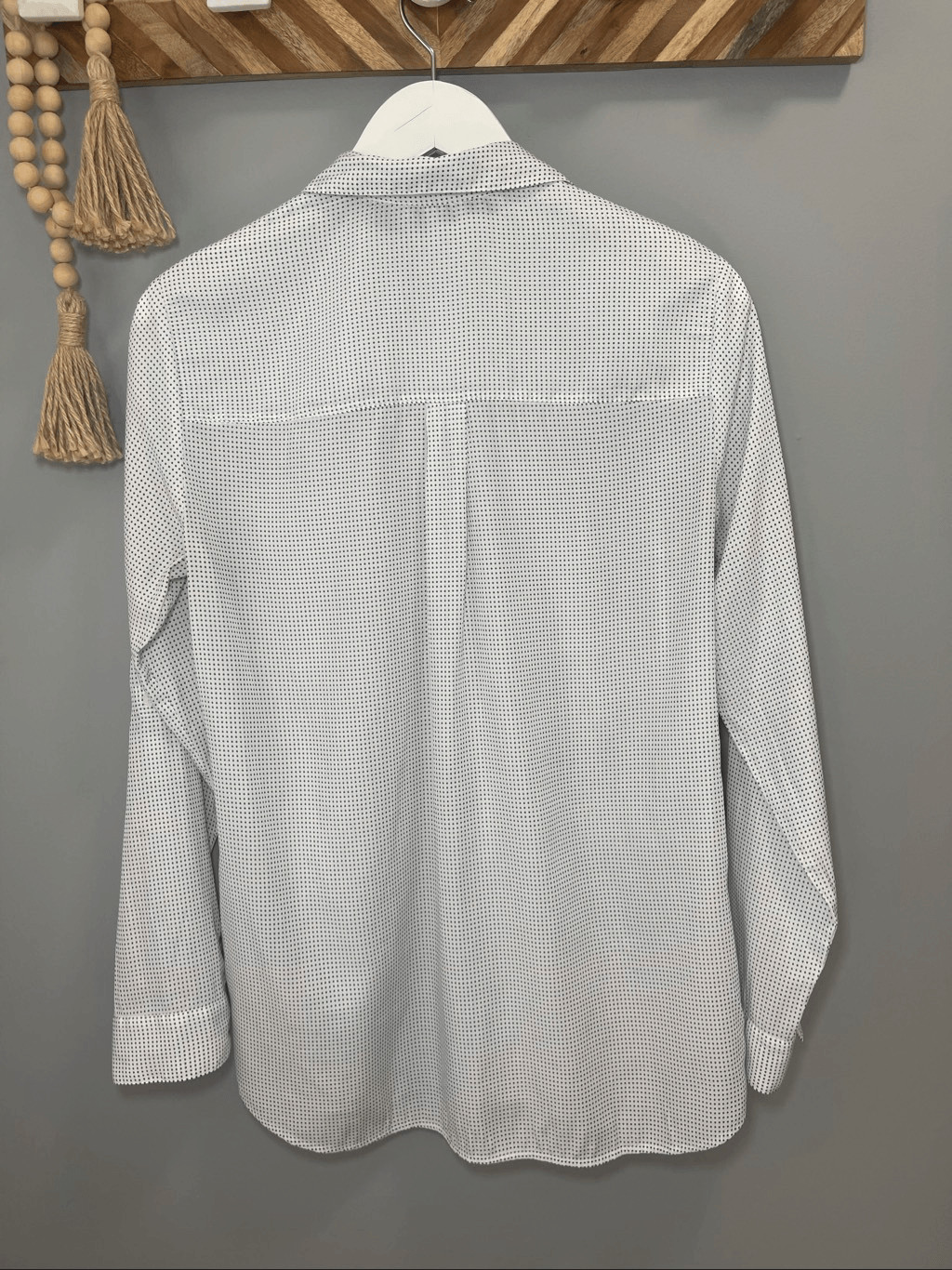 Express white polka dot button down shirt Size M - image 2