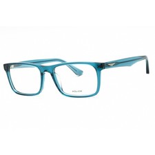 Police Unisex Eyeglasses Shiny Transparent Blue Acetate Rectangular VPLN16M 0W47