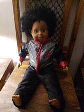Very Rare Vintage Smoby Roby Rio Cousin Doll Black Toddler Baby Boy Large 24”