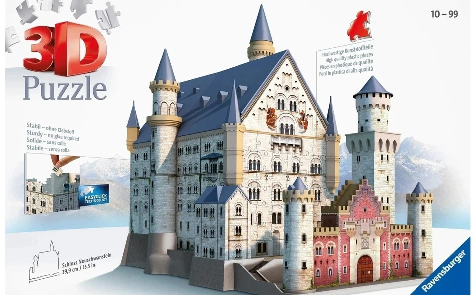 RAVENSBURGER PUZZLE 3D 216 PEZZI CASTELLO NEUSCHWANSTEIN - SOLO PEZZI - Immagine 2 di 2