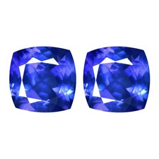 1.75Ct [2Pcs Pair] Square Cushion 5.5 mm Genuine AAA Dark Purple Blue Tanzanite