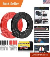 6 AWG Battery Cable, 10 Feet Black 10Feet Red Flexible 6 Gauge Wire with 5p...