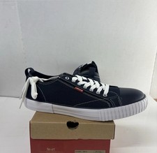 Levi's Para Hombre Anikin Lona Tenis Zapatos Azul Marino Talla 10M TOTALMENTE NUEVOS