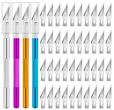 DIYSELF Craft Knife Set, 4 Exacto Knives + 40 Blades for Hobby & Art Use