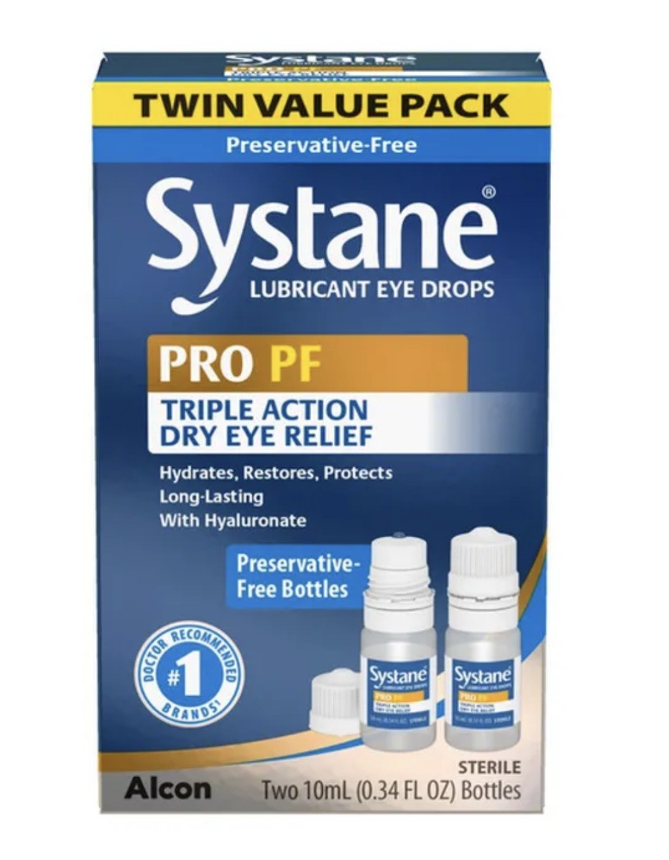 Systane Pro PF Triple Action Dry Eye Relief TWO 10ML BOTTLES