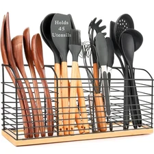 15.7in Extra Large Utensil Holder for Kitchen Counter 4 Compartments