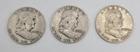 Lot Of 3 Ben Franklin 1954 (2) 1952 (1) Half Dollars 90 Percent Silver