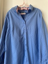 Hawes & Curtis Semi-Fitted Button-Up Shirt Baby Blue Size 22 100% Cotton