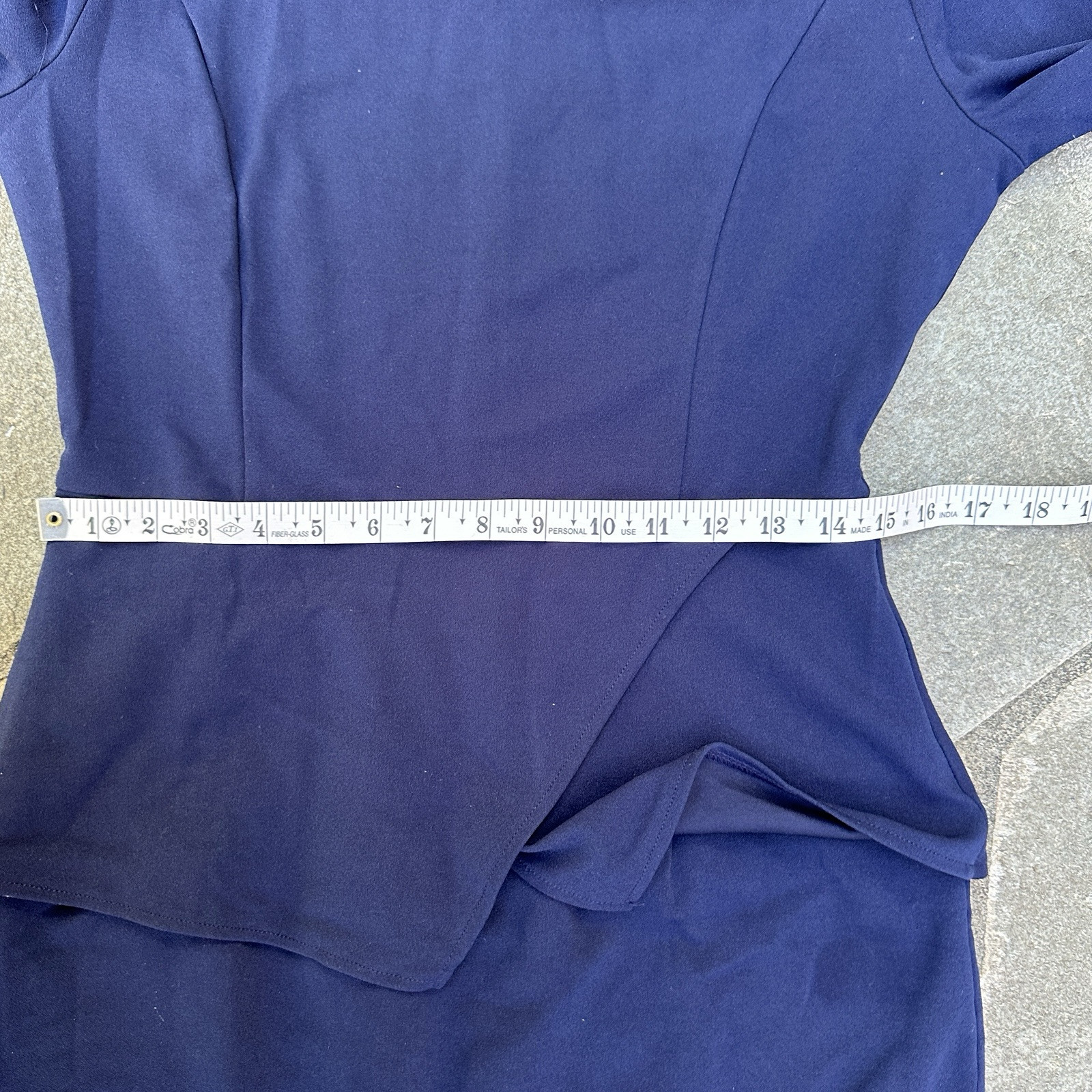 Misuol Dress Womens Large Navy Blue Office Career Work Minimalist Peplum Sheath