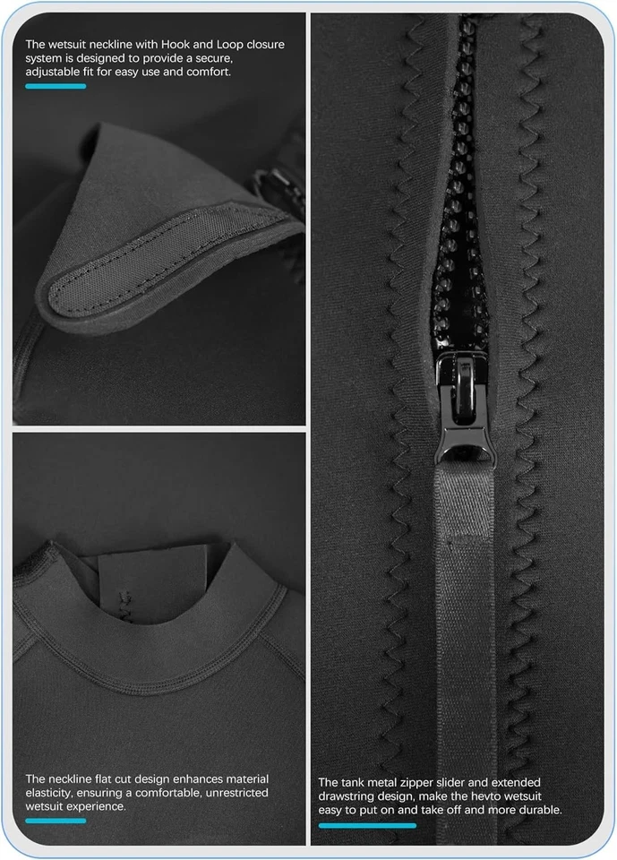 Traje de neopreno Hevto para niños 3/2 mm para jóvenes niños niñas traje de natación surf buceo cuerpo completo Foto 4 de 4