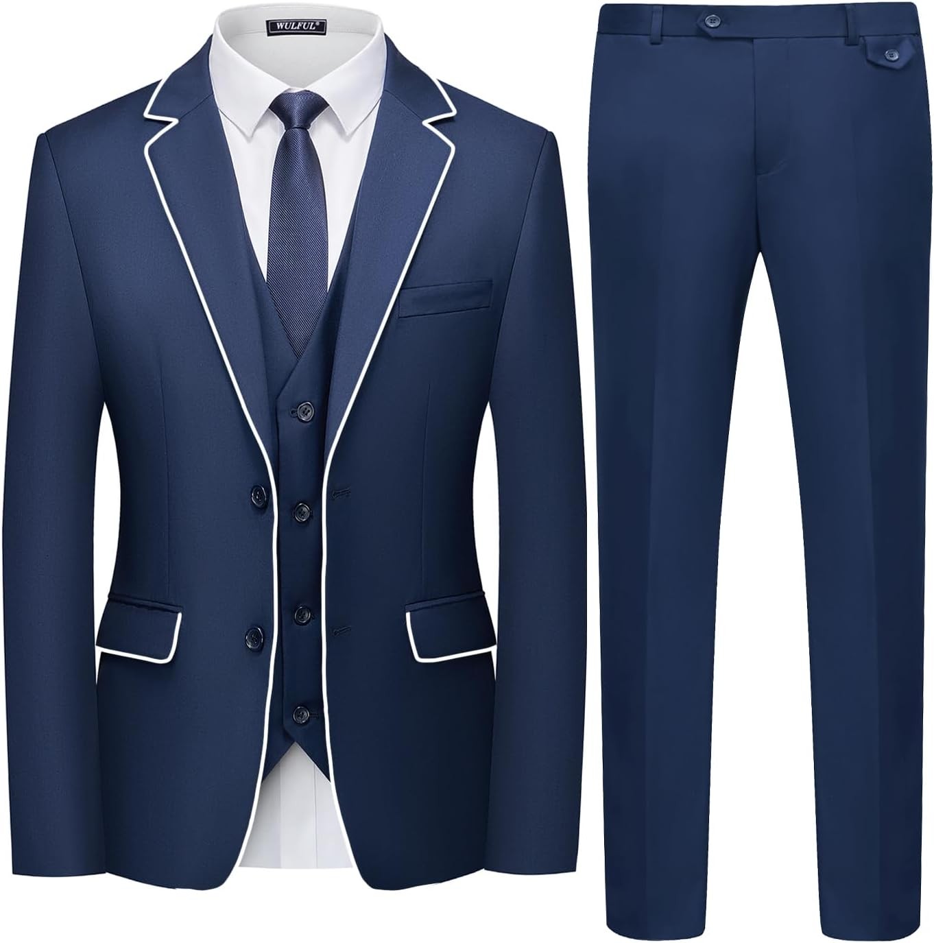 Slim Fit 3 Piece Men's Suit Set Blazer Vest Pants for Wedding Business Party