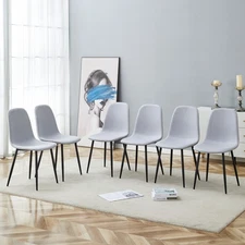 Modern Dining Chairs Set of 6 Kitchen Room Side Chair High Back Metal Leg