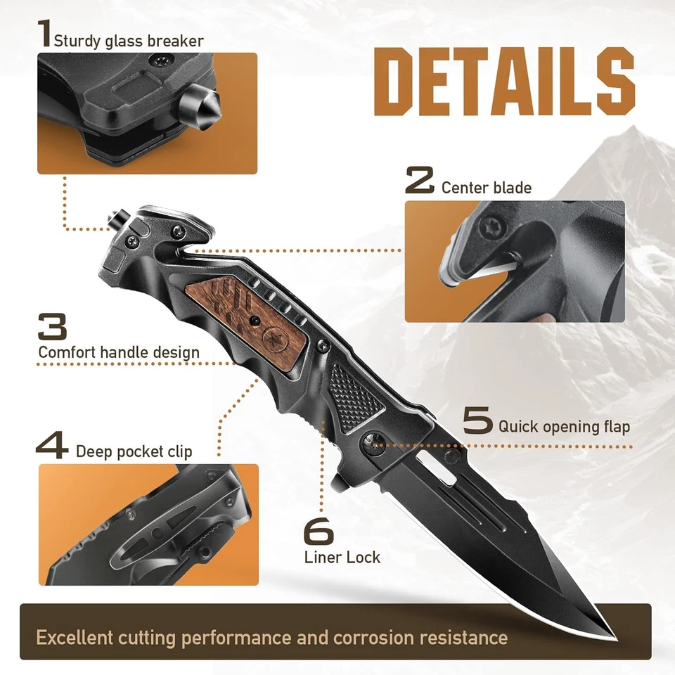 Карманный нож для мужчин складной тактические ножи идеальная работа выживание кемпинг охота - Изображение 3 из 4
