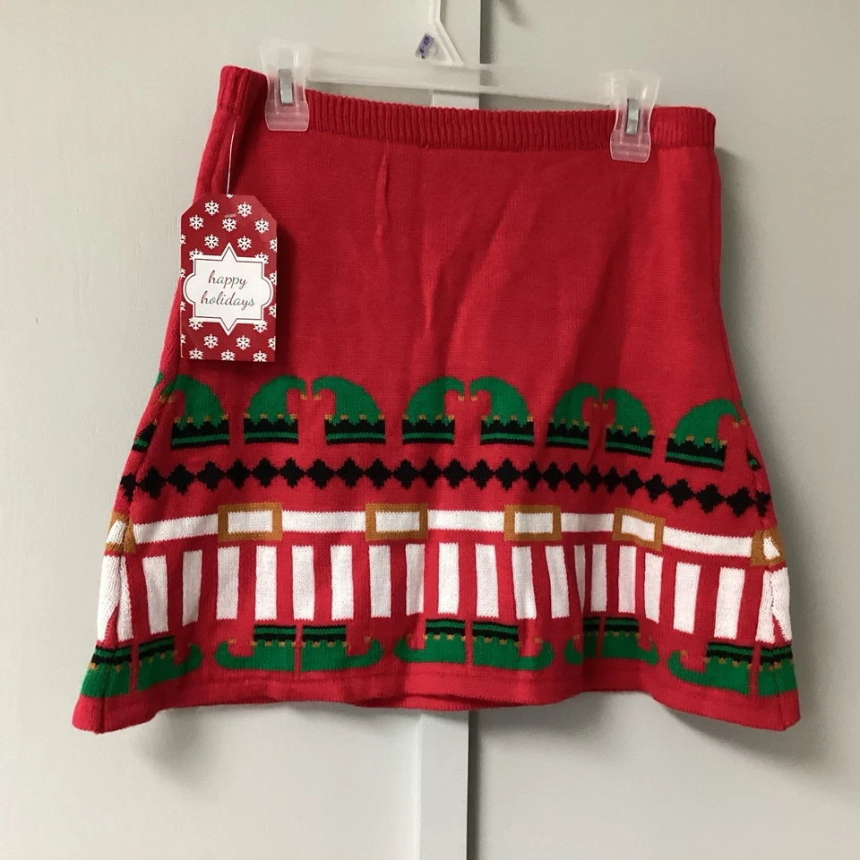 Nuevo Suéter Tejido Falda Roja Talla Grande Jóvenes Niñas Elfos Navidad Pull On Elas Foto 2 de 4