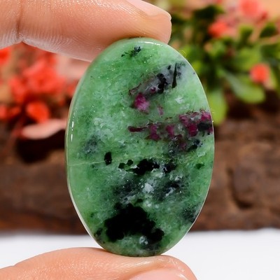Natural Ruby Zoisite Oval 57Ct Loose Gemstone 35X23X6mm Gift