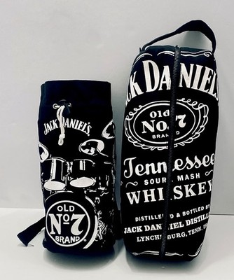 2 Jack Daniels Bottle Holders Sling Sack Cinch Whiskey And Zipper Top Handle Bag