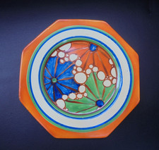 A Clarice Cliff octagonal shape plate in BROTH pattern.