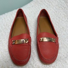 COACH Olive Horsebit Leather Slip-On Loafers Women's Sz 7.5 B Classic Coral Pink