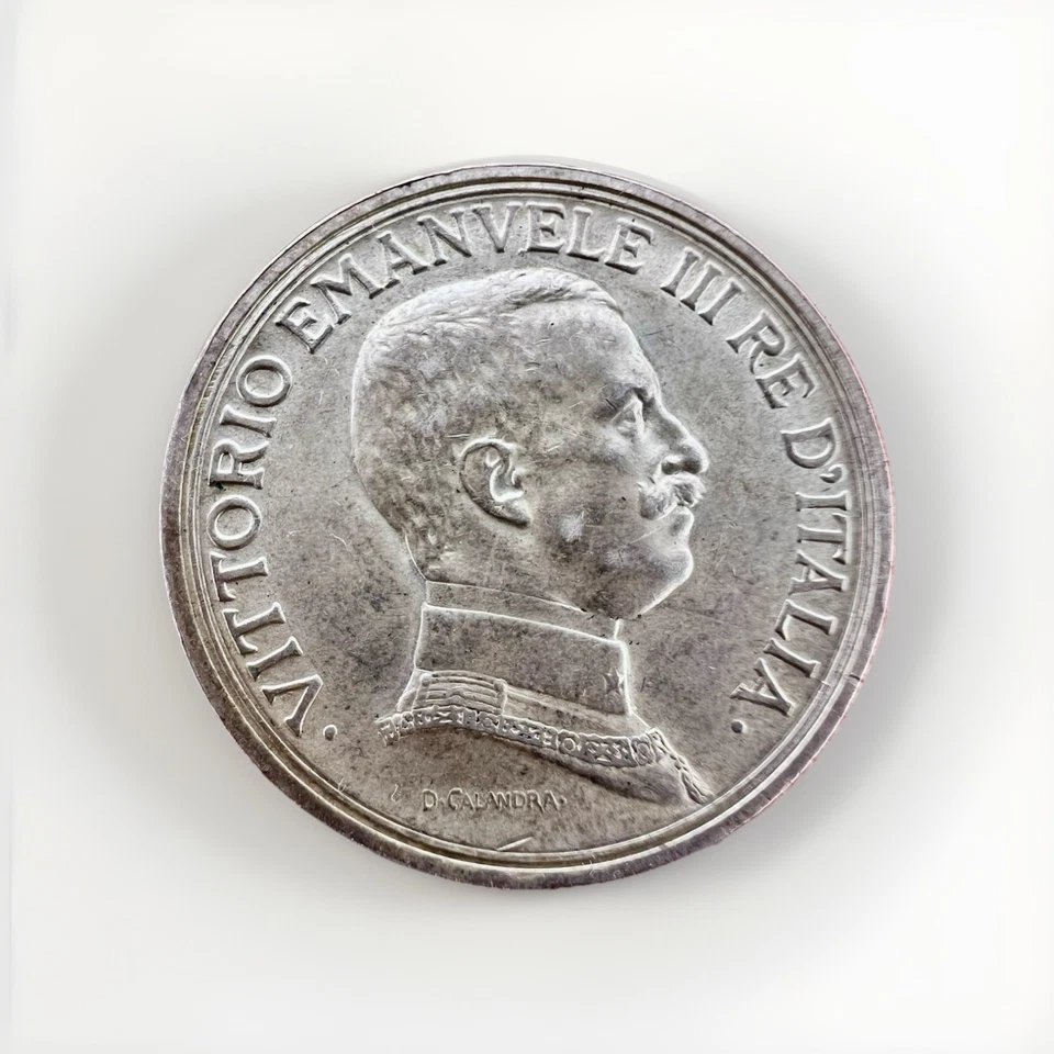 Italy 2 Lire, 1914 R, Quadriga, Vittorio Emanuele III, Silver KM#55 10gr A051 - Image 2 of 2