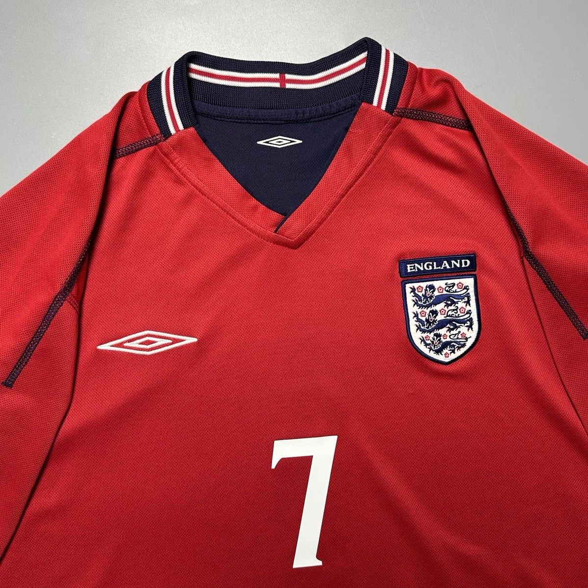 ENGLAND UMBRO 2002 WORLD CUP FOOTBALL SOCCER AWAY JERSEY #7