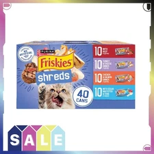Purina Friskies Shreds Gravy Variety Pack, Wet Cat Food, 5.5 oz Cans, 40 Pack