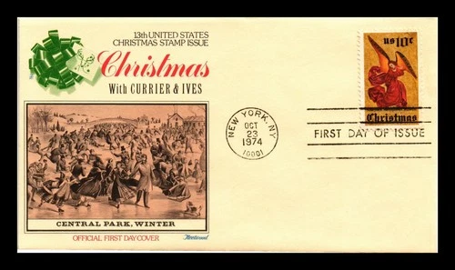 DR JIM STAMPS US COVER CHRISTMAS PERUSSIS ALTARPIECE FDC CURRIER IVES FLEETWOOD