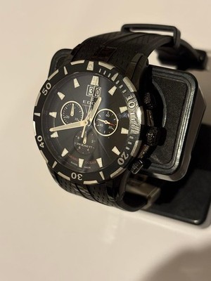 Edox Grand Ocean Chrono Diver schwarzes Zifferblatt Sportuhr aus Japan